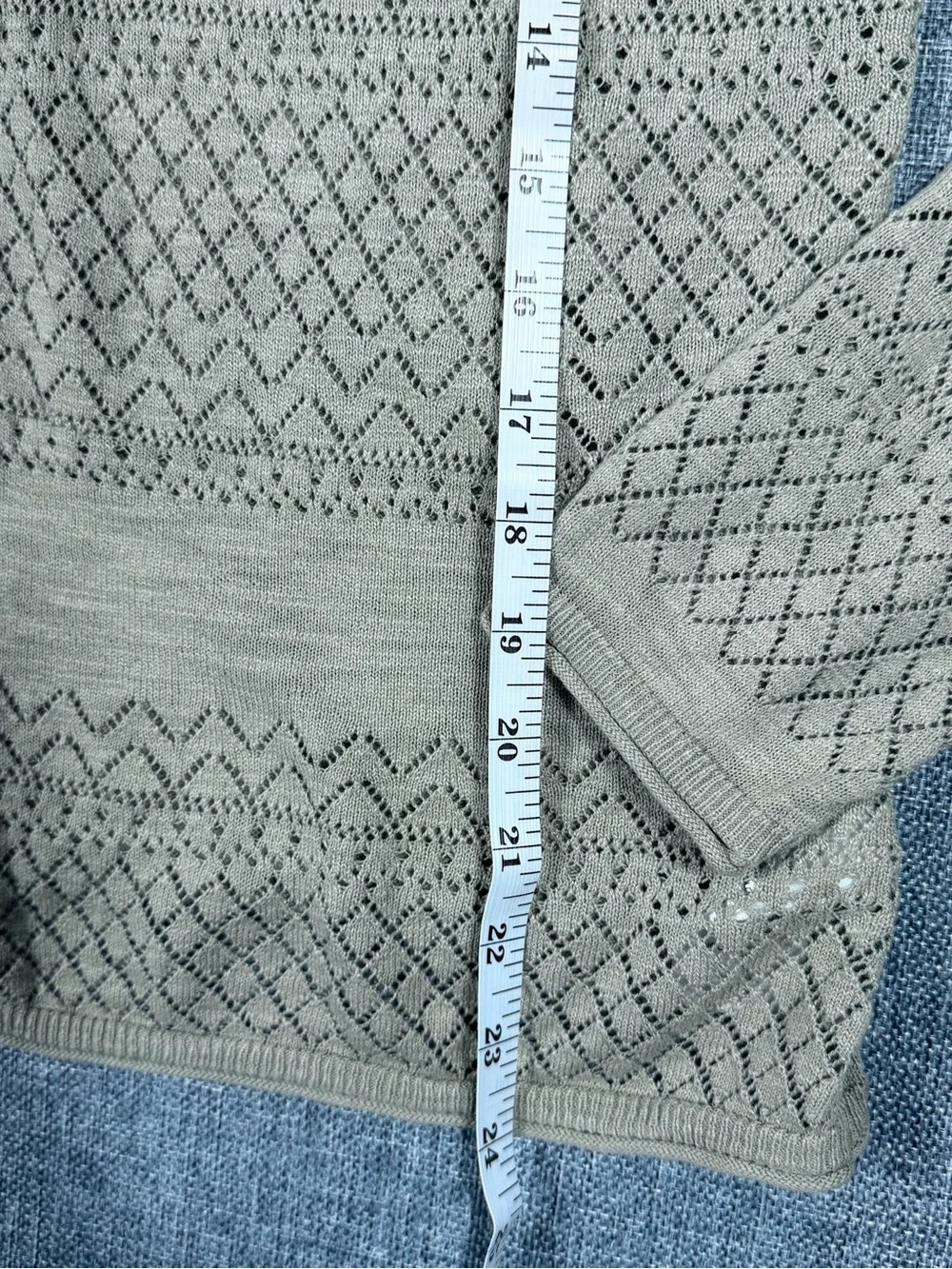 FRYE Sage Cream Pointelle V-Neck Button Cardigan